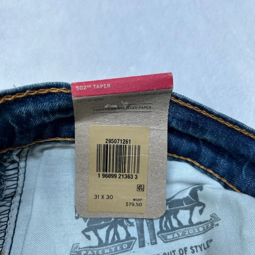 Levi's 502‎ Taper Jeans Mens 31x30 Eco Ease Regular Fit Denim Pants NEW